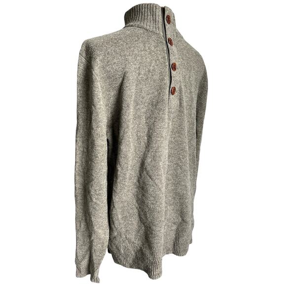 J. Crew Men’s Size Large 100% Lambswool Button Front Mock Neck Sweater - Picture 2 of 7